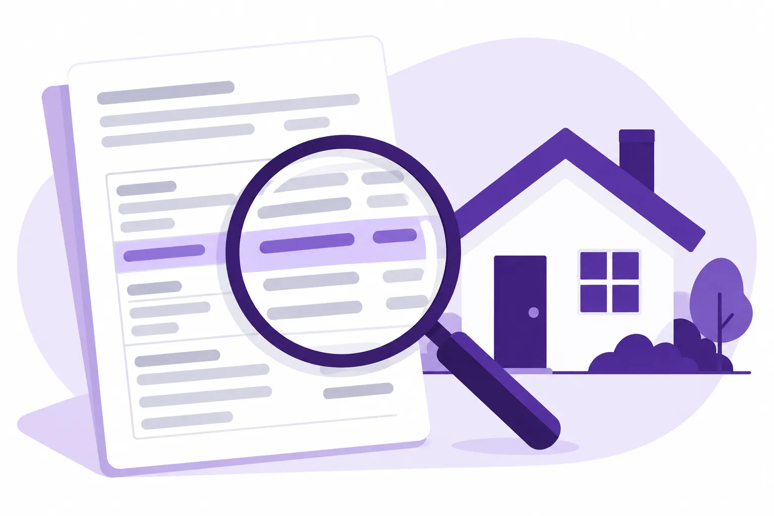 Loan estimate document with a highlighted section under a magnifying glass, representing clear fee disclosure.